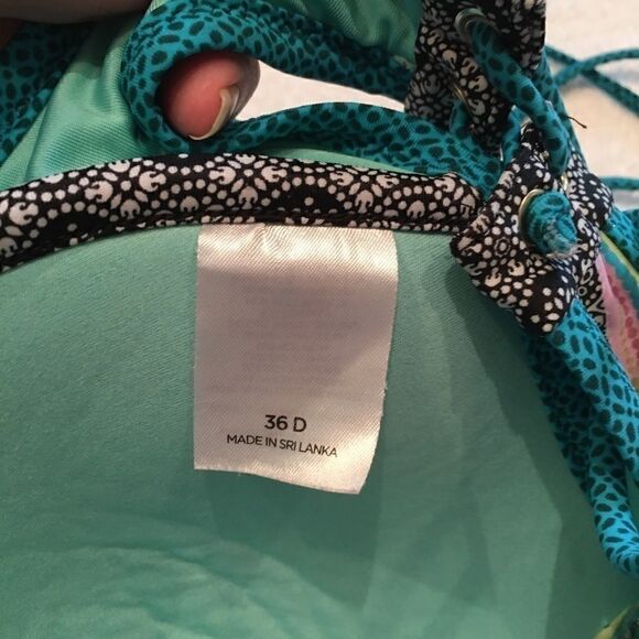 Paisley 36D tassel blue bikini top tie back bright - Picture 5 of 6